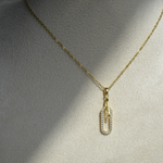 Load image into Gallery viewer, 18k Oval Zircon Pendant Necklace