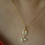 Load image into Gallery viewer, 18K Rose inlay pendant necklace