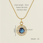 Load image into Gallery viewer, 18K Gold Plated Royal Blue Halo Pendant Necklace