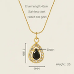 Load image into Gallery viewer, 18K Gold Plated Black Teardrop Pendant Necklace