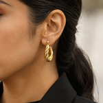 Load image into Gallery viewer, 18K Gold Plated Croissant Hoops