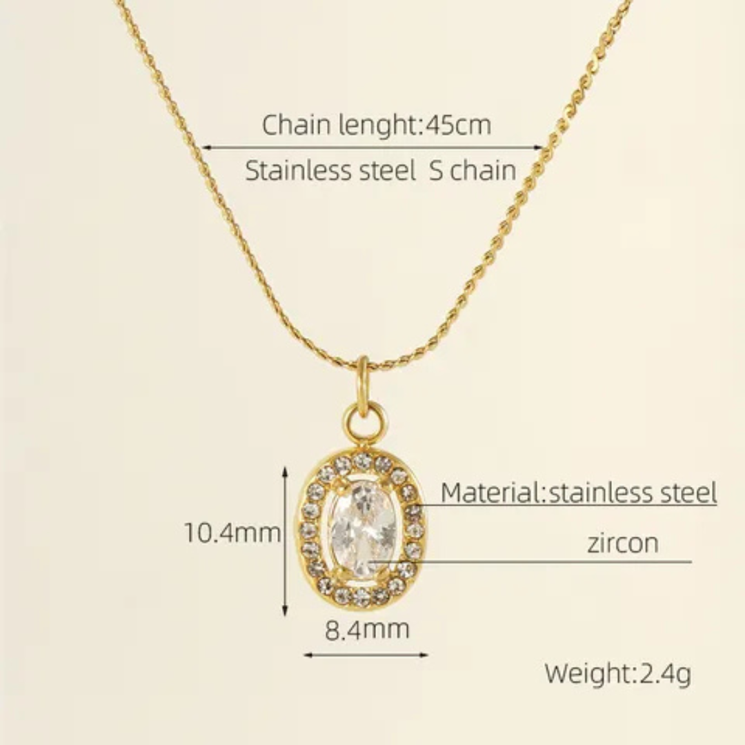 18k Gold Plated Halo Pendant Necklace