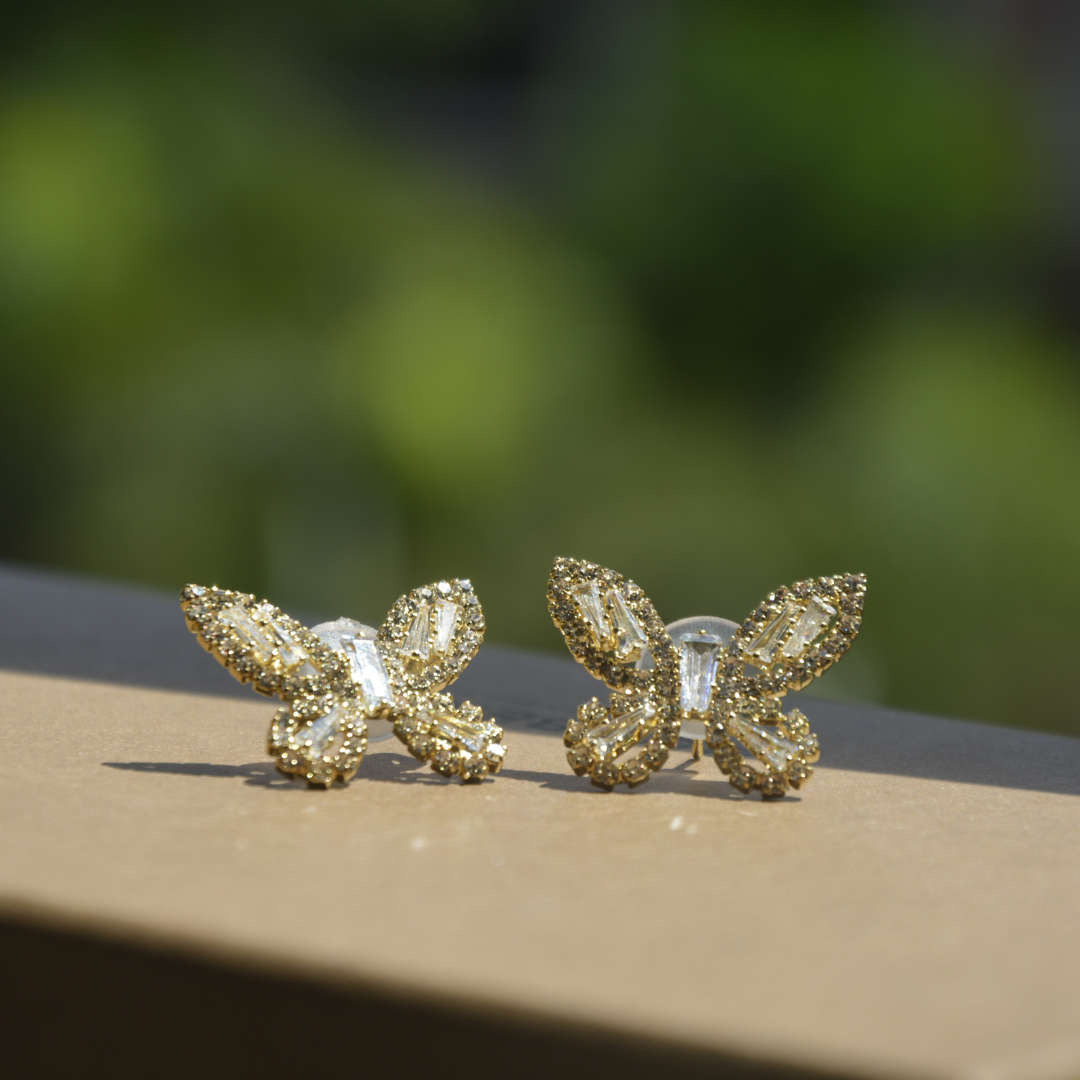 Diamond Butterfly studs