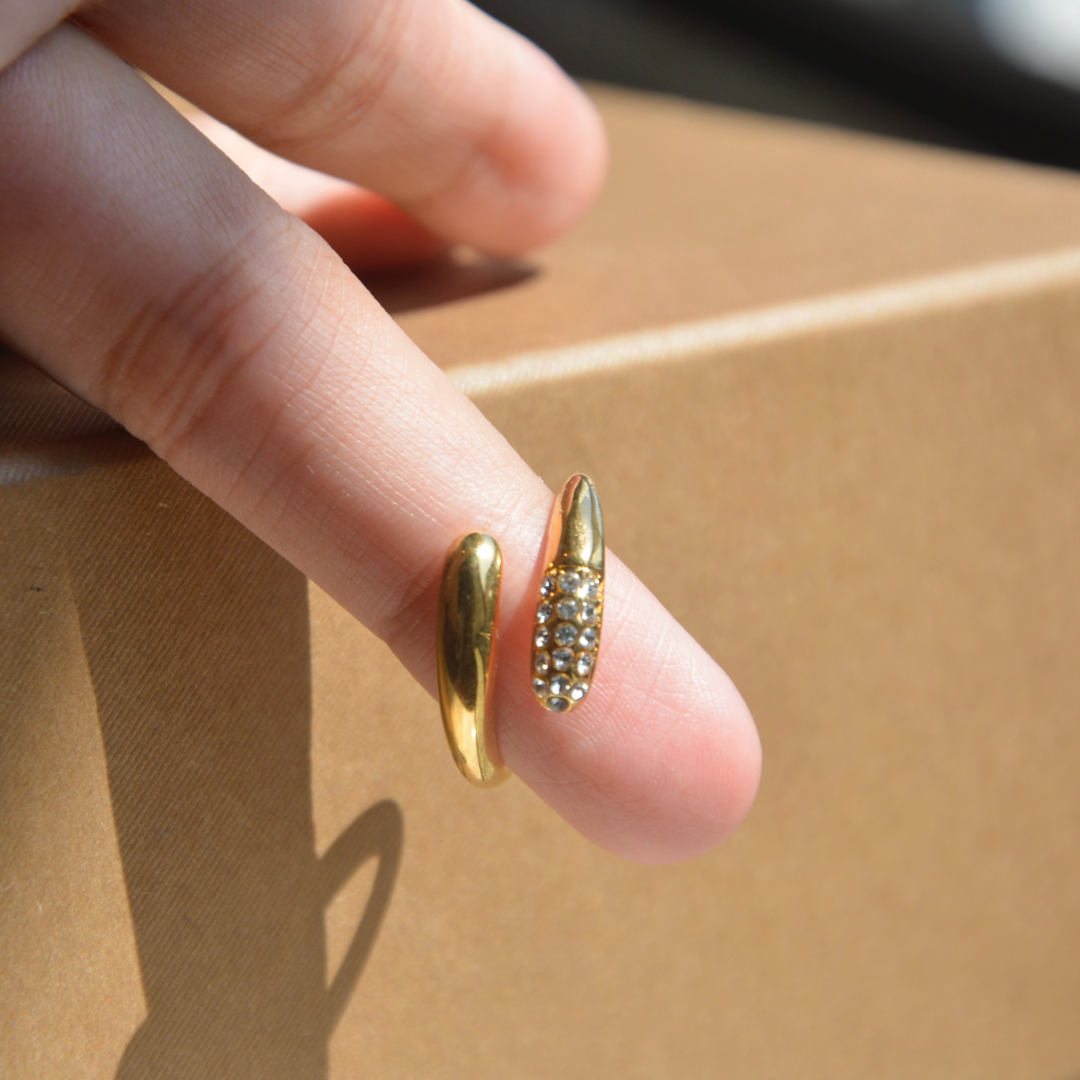 18K Diamond Zircon Open Ring