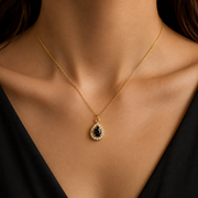 18K Gold Plated Black Teardrop Pendant Necklace