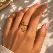 18K Gold Plated Spiral Diamond Ring