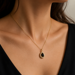 Load image into Gallery viewer, 18K Gold Plated Black Teardrop Pendant Necklace
