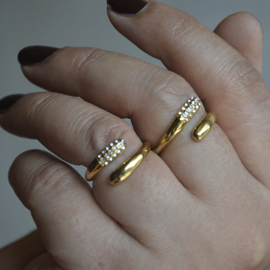 18K Diamond Zircon Open Ring