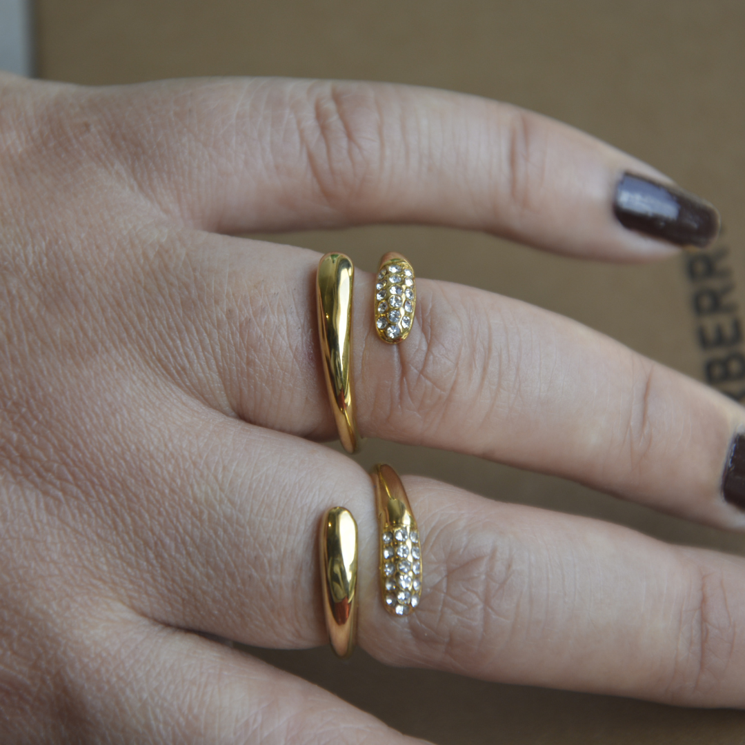 18K Diamond Zircon Open Ring