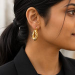 Load image into Gallery viewer, 18K Gold Plated Croissant Hoops