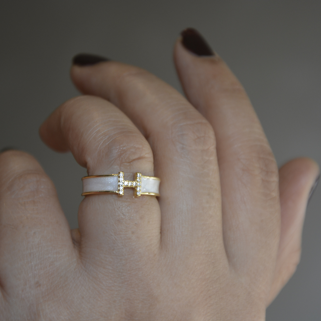 Diamond 'H' Shaped Ring