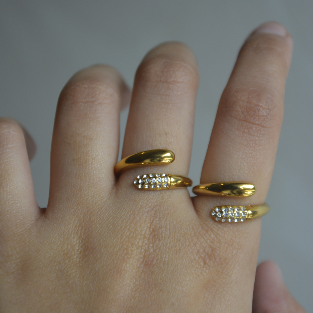 18K Diamond Zircon Open Ring