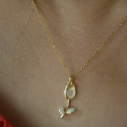 18K Rose inlay pendant necklace