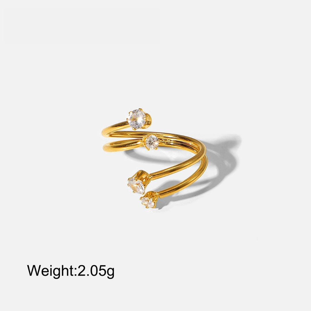 18K Gold Plated Spiral Diamond Ring
